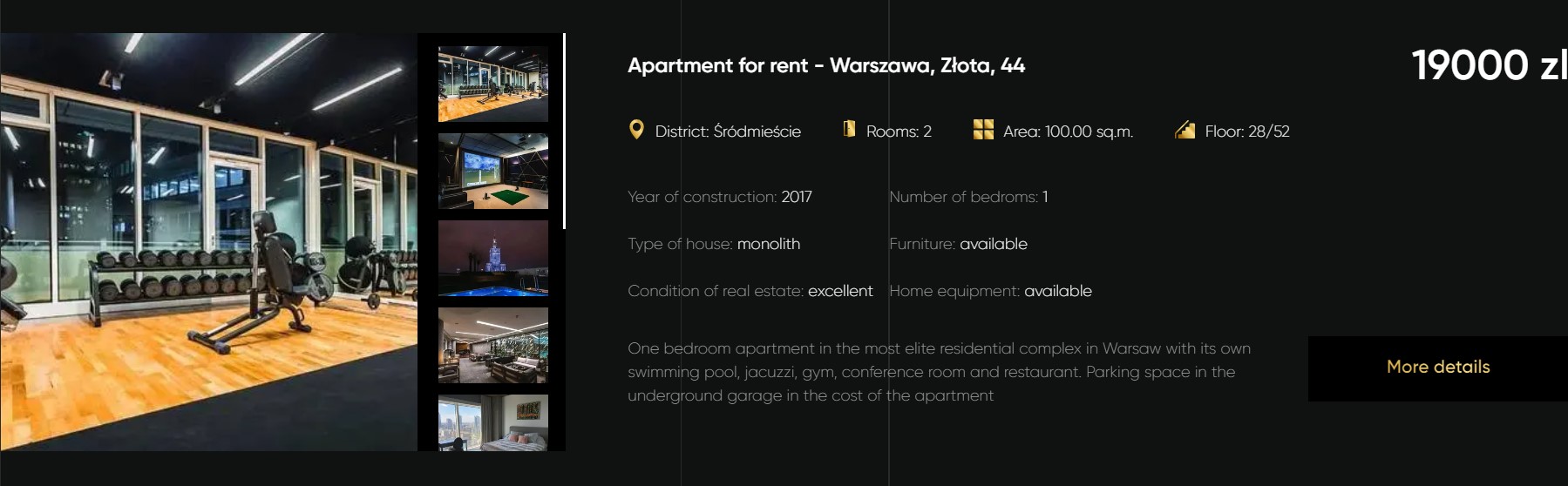 Announcement of renting an apartment